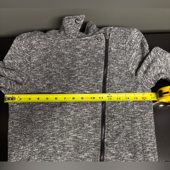 LOVE TREE Knit Asymmetrical Zip Moto Jacket Blazer Women's M Gray Marled - Picture 8 of 9